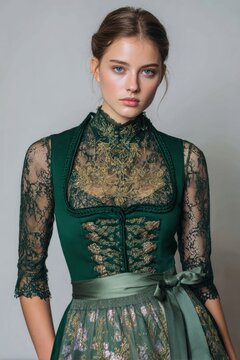 Model in dunkelgr&uuml;nen Dirndl