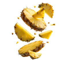 Levitation Pineapple Slices Vibrant Fruit Photography isolated on transparent background