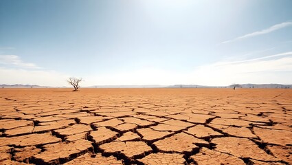 Cracking Earth in Arid Landscape, Aerial View
