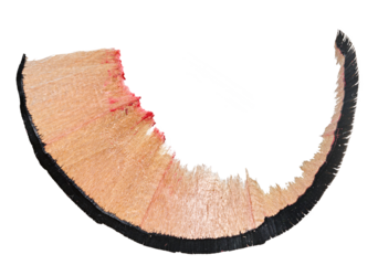 Wood shavings from a black pencil on an isolated background