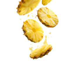 Juicy Pineapple Slices Falling Vibrant Tropical Fruit Photo for Recipes  Ads isolated on transparent background