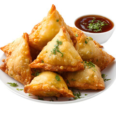Crispy Samosas A Culinary Delight  Perfect Appetizer or Snack isolated on transparent background