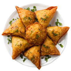 Crispy Samosas A Delicious Indian Snack  Recipe  Food Photography isolated on transparent background