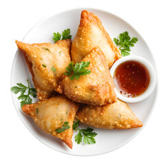 Crispy Samosas A Delicious Indian Snack Recipe isolated on transparent background