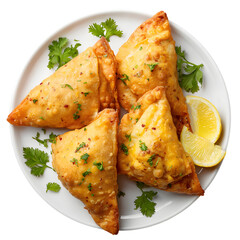Crispy Samosas A Delicious Indian Snack Recipe isolated on transparent background