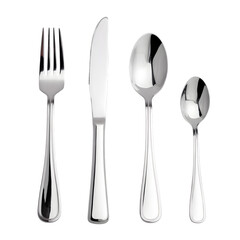 Elegant Stainless Steel Cutlery Set Fork Knife Teaspoon Tablespoon  Perfect for Dining isolated on transparent background