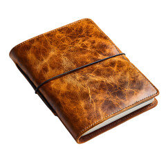 Rustic Leather Journal Handcrafted Vintage Notebook Texture isolated on transparent background