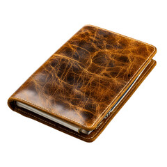 Vintage Leather Notebook Cover Rustic Brown Embossed Design Perfect for Journaling isolated on transparent background