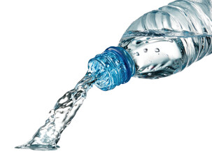 Water pouring from a plastic bottle