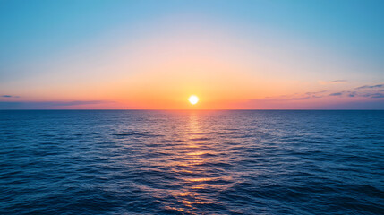 Beautiful Ocean Sunset: Serene Tropical Sea with Colorful Sky & Calm Waves