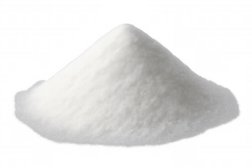 Pristine white chemical powder in a flawless cone shape, isolated on a see-through backdrop to showcase its purity and smooth consistency