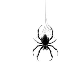Obraz premium Black spider hanging from a web for a scary halloween icon vector graphic design