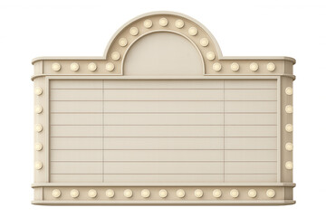 Blank movie theater marquee sign with glowing lights, providing copy space for your message on a transparent background