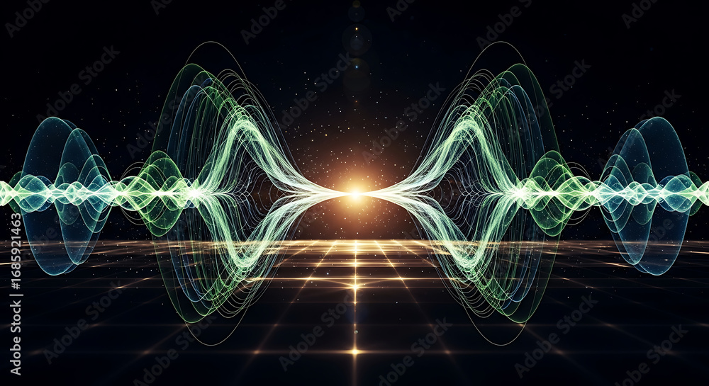 Aufkleber dynamic abstract audio waveform visualization creates a mesmerizing, futuristic soundscape with glow
