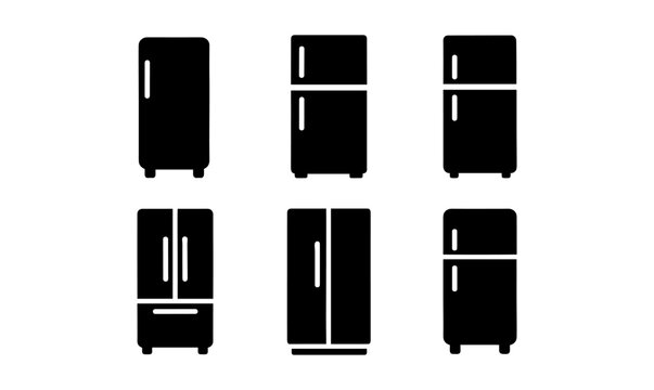 Set of black refrigerator silhouettes in various designs