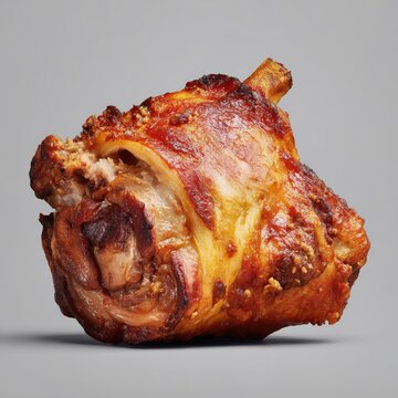 Knusprige Schweinshaxe auf grauem Hintergrund