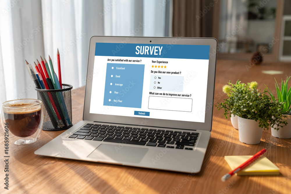 Poster online survey form for modish digital information collection on the internet network