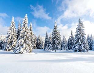Naklejka premium Snowy Forest Landscape in Winter