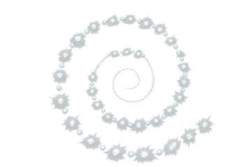 Elegant and delicate design: white fluffy spiral with rotating pearls on a transparent backdrop