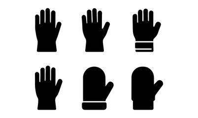 Obraz premium Set of black hand and glove silhouettes in various styles on white background