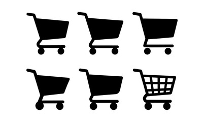 Collection of shopping cart silhouettes for retail and e-commerce design