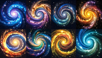 Nine swirling galaxies