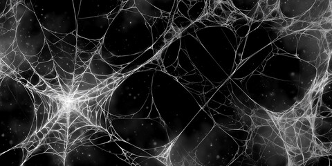 Spider web silhouette against black wall - halloween theme dark background