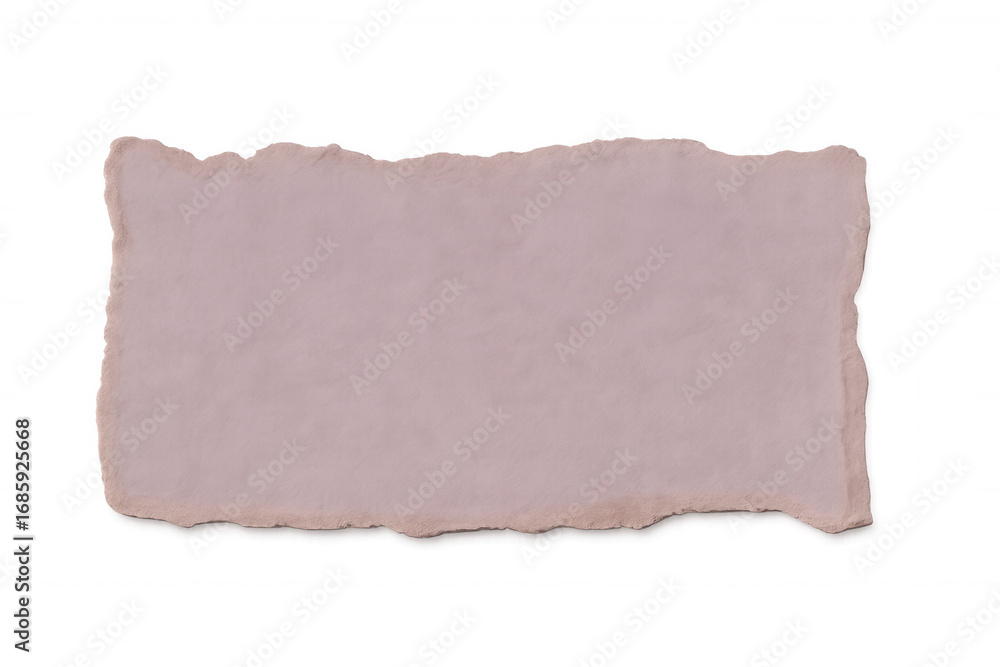Aufkleber pink torn paper rectangle with ragged edges, casting soft shadow on transparent background, adding t
