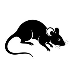 Abstract Silhouette of a Rodent Animal with a Long Tail and Large Ears a Common Pest