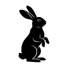 Black Rabbit Standing Upright Illustrating Nature Wildlife Creatures Mammals