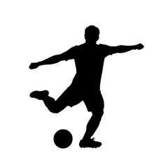 Silhouette of a Soccer Player Kicking the Ball with Dynamic Pose