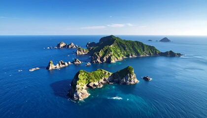 Panoramic view of islands in a vast ocean