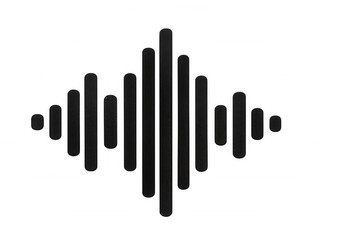 Sound wave graphic displaying dynamic audio levels, black waveform with smooth contours against transparent backdrop