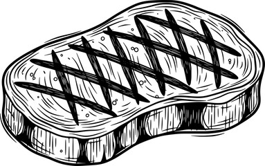 Beef steak with grill marks vector icon with hand-drawn style