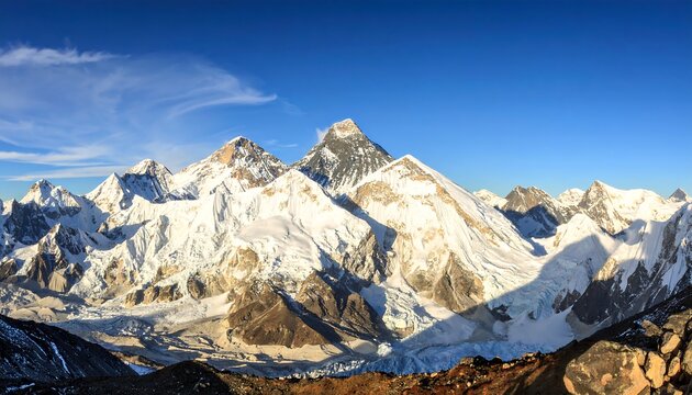 Panoramic view of majestic snow-capped mountains - Powered by Adobe