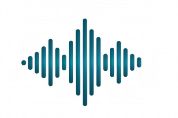 Digital blue audio waveform vibrating, visualizing sound frequencies on transparent backdrop