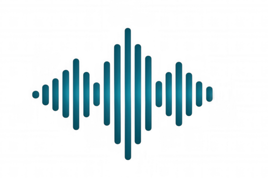 Digital blue audio waveform vibrating, visualizing sound frequencies on transparent backdrop