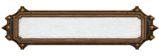 Ornate, rectangular, bronze-framed sign with a blank, textured white surface