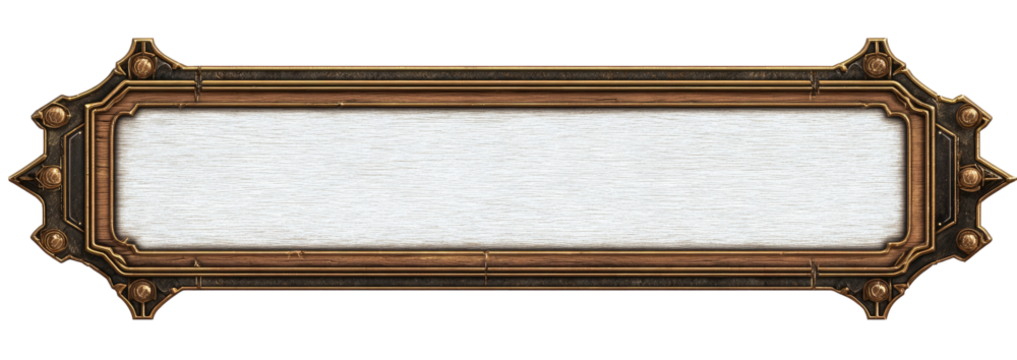 Ornate, rectangular, bronze-framed sign with a blank, textured white surface