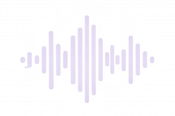White sound wave oscillating on transparent background, symbolizing audio content, music, or sound recording