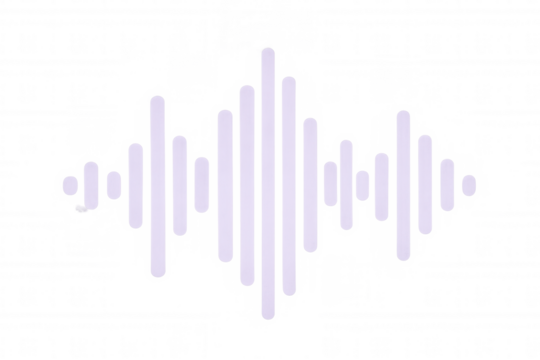 White sound wave oscillating on transparent background, symbolizing audio content, music, or sound recording
