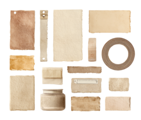 Assorted vintage-toned paper and ephemera