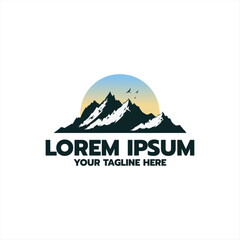 mountain illustration, outdoor adventure . Vector graphic