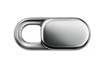 Metallic slider webcam cover protecting privacy on transparent background