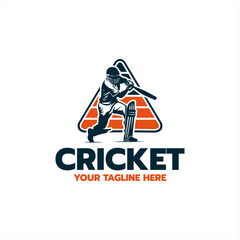 Cricket player logo design. Cricket batting vector design