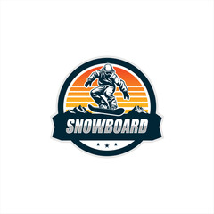 Winter snowboard sport store badge. Emblem and icon.