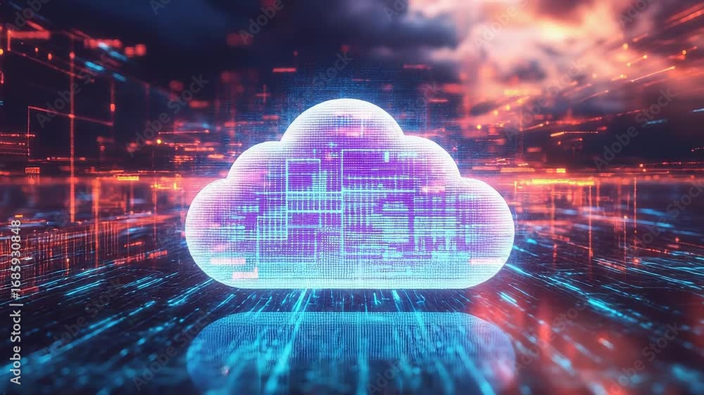 Poster cloud computing technology connecting data in cyberspace