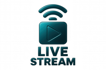 Live streaming icon showing wifi signal, symbolizing digital broadcast communication on transparent background