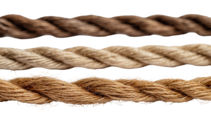 Close-up of three strands of varying shades of brown and beige rope, tightly woven and exhibiting texture