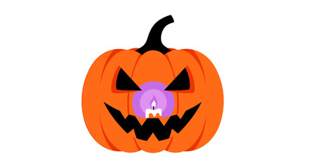 Fototapeta premium Spooky jack-o'-lantern with glowing candle for seasonal design needs